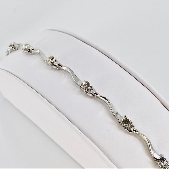 White Crystal 925 Silver Bracelet JB01 - Picture 3 of 5
